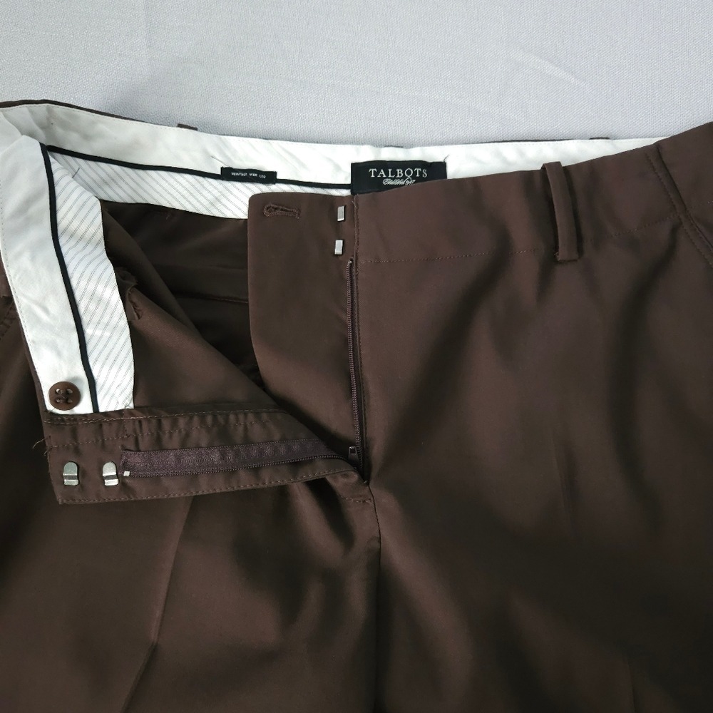Talbots Heritage Wide Leg Trousers Brown 12‎ Dress Pants Career Slacks - Picture 7 of 11